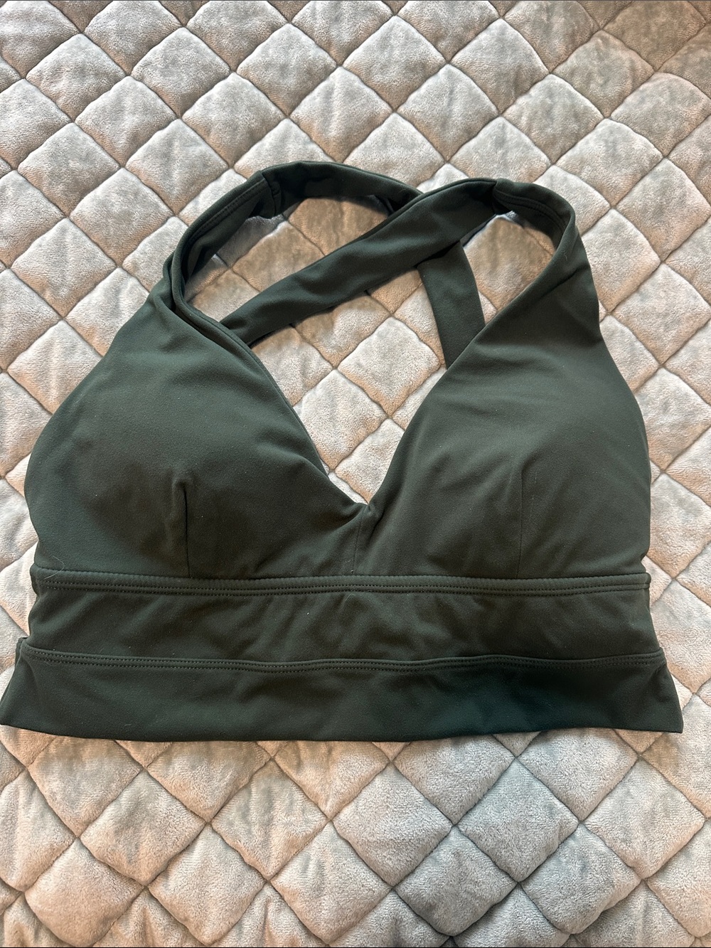 BuffBunny Olive Green Cross-Back Sports Bra